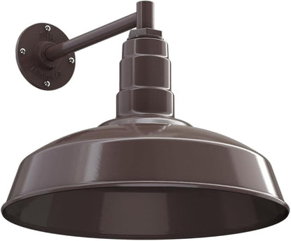 Steel Lighting Co. Gardena Barn Light | Outdoor Wall Mounted | 16" Dome | 11" Straight Arm | Farmhouse Light Made in America | Dark Bronze Exterior/Dark Bronze Interior
