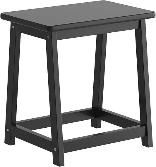 Black Wood end Table, Small Bench Seat, Wood Bathroom Vanity Bench, Plant Stand, Shoe Changing Handmade Stool for Kids or Adults (Black, Large)
