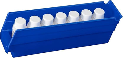 Akro-Mils 30110 Plastic Shelf Bins, Heavy Duty Storage Bins for Garage, Closet, and Drawer Organization, 12-Inch x 3-Inch x 4-Inch, Blue, 24-Pack