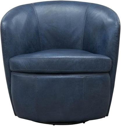 Pemberly Row Vintage Navy All Italian Leather Swivel Club Chair