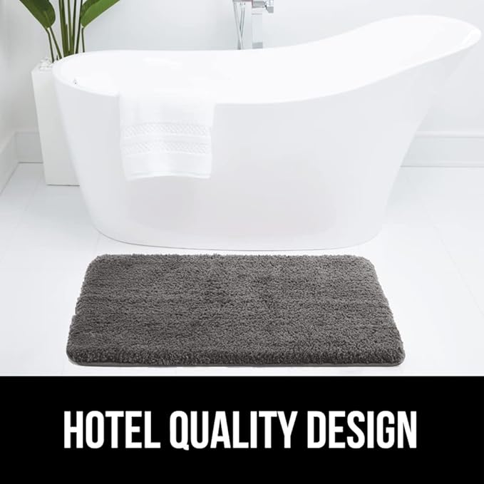 GORILLA GRIP Bathroom Rugs, Ultra Soft Absorbent Mat, Thick Plush Bath Rug, Machine Washable, Microfiber Quick Dry, Mats for Shower, Bathtub and Floor, Home Decor Accessories, 24x17, Gray