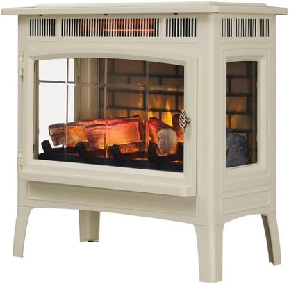 duraflame Freestanding Electric Fireplace Stove Heater with 3D Flame Effect for 1,000 Sq. Ft. Room, Cream