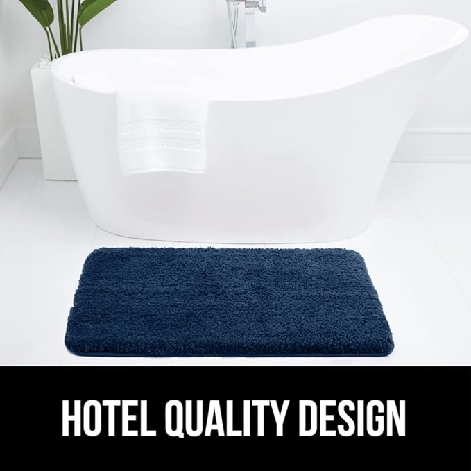 GORILLA GRIP Bathroom Rugs, 36x24, Ultra Soft Absorbent Mat, Thick Plush Bath Rug, Machine Washable, Microfiber Quick Dry, Mats for Shower, Bathtub and Floor, Home Decor Accessories, Navy Blue