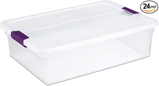 Sterilite 24-Pack 32 Quart ClearView Latch Box, Stackable Organizer Bins with Latching Lids - Clear Plastic Organization Containers for Closet, Bedroom, Shelving Units and Everyday Home Storage
