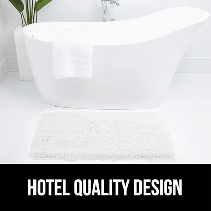 GORILLA GRIP Bathroom Rugs, 42x24, Ultra Soft Absorbent Mat, Thick Plush Bath Rug, Machine Washable, Microfiber Quick Dry, Mats for Shower, Bathtub and Floor, Home Decor Accessories, White