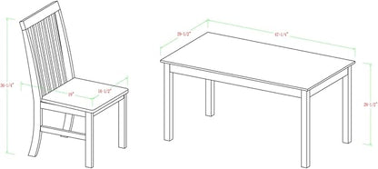 Walker Edison Modern Color Dining Room Table and Chair Set Small Space Living Kitchen, Dining Set, 48 Inch, 4 Person, White and Mint Blue