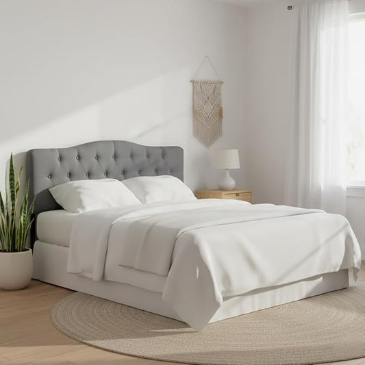 Naomi Home Cassandra Queen Tufted Headboard, Upholstered in Durable Linen Fabric – Premium Foam Cushioning, Adjustable Height, Floating Wall or Bed Frame Mount, Compatible with Adjustable Beds