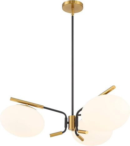 Possini Euro Design Possini Euro Gwynn 26 1/2" Black and Gold 3-Light Modern Chandelier