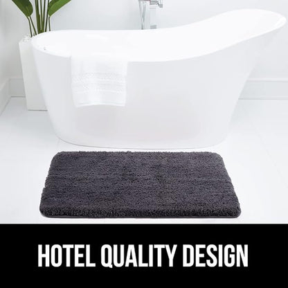GORILLA GRIP Bathroom Rugs, 60x24, Ultra Soft Absorbent Mat, Thick Plush Bath Rug, Machine Washable, Microfiber Quick Dry, Mats for Shower, Bathtub and Floor, Home Decor Accessories, Charcoal