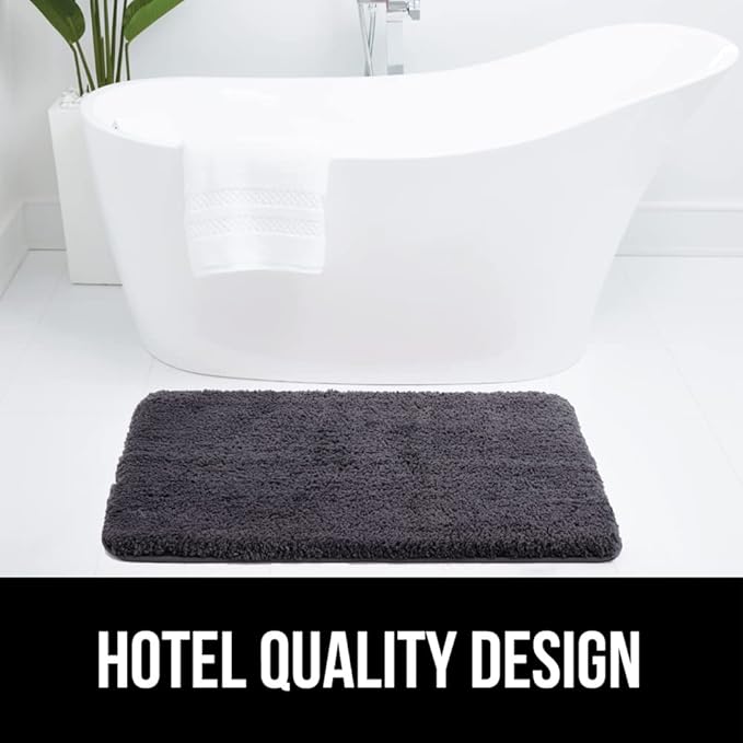 GORILLA GRIP Bathroom Rugs, 36x24, Ultra Soft Absorbent Mat, Thick Plush Bath Rug, Machine Washable, Microfiber Quick Dry, Mats for Shower, Bathtub and Floor, Home Decor Accessories, Charcoal
