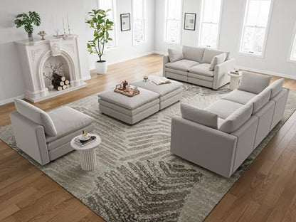 Txtin's Sectional Couches for Living Room U Shaped Cloud Couch with Ottoman Deep Plush 5 Seats Sofa Modern Sofa for Apartment Light Grey