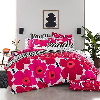 Marimekko - King Duvet Cover Set, Cotton Bedding with Matching Shams & Button Closure, All Season Home Decor (Unikko Red, King)
