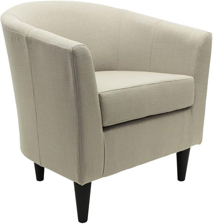 Pemberly Row 17.5" Traditional Fabric Club Chair in Beige Finish