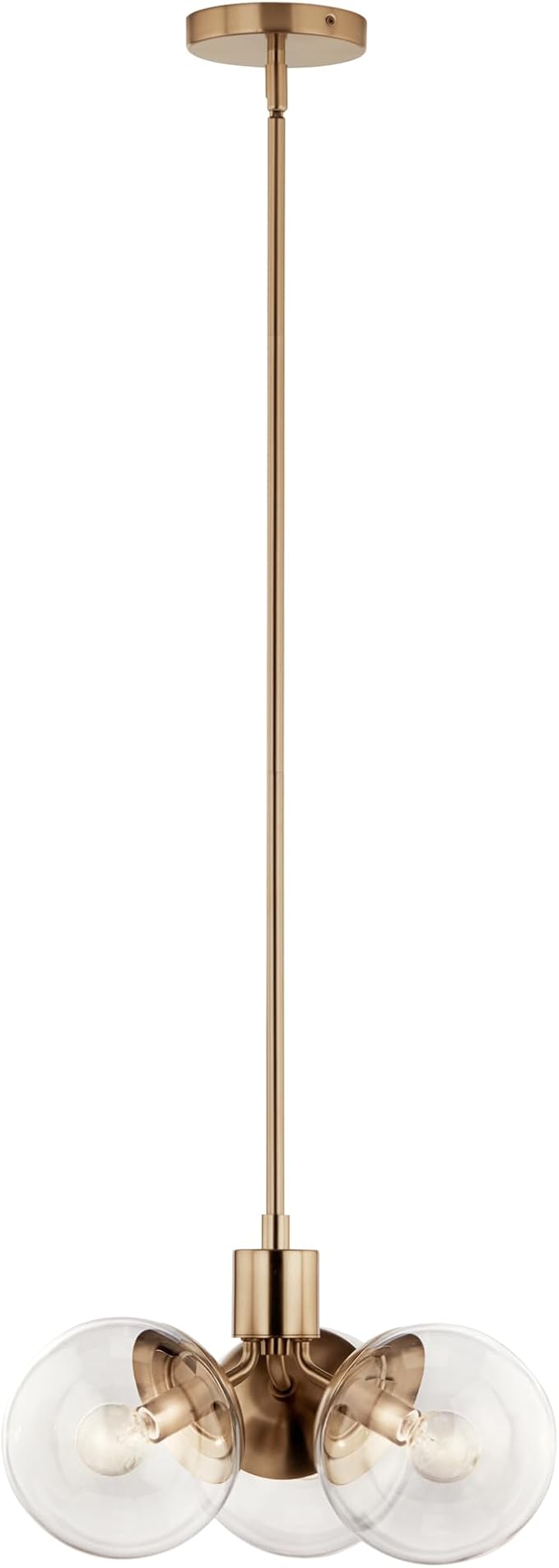 KICHLER Silvarious 3-Light Convertible Pendant, Soft Modern Light with Clear Glass in Polished Nickel, for Hallway, Dining Nook, Bedroom or Kitchen (9.5" x 16.5"), 52700CPZCLR