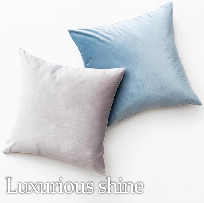 lalaLOOM Velvet Throw Pillow Covers, Set of 2 Decorative Square Pillows Home Decor, Soft Accent Cases, Silky Machine Washable Pillowcases for Sofa, Couch, Bedroom, Living Room, 16x16, Petal Pink