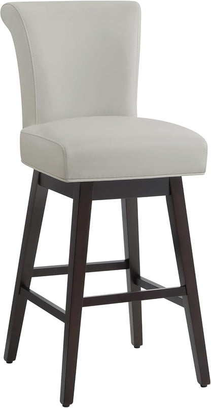 CHITA 30 Inch Counter Height Swivel Bar Stools Set of 2, FSC Certified Modern Upholstered Faux Leather Swivel Barstool Chairs with Back, Creamy Grey