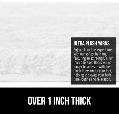 GORILLA GRIP Bathroom Rugs, 30x20, Ultra Soft Absorbent Mat, Thick Plush Bath Rug, Machine Washable, Microfiber Quick Dry, Mats for Shower, Bathtub and Floor, Home Decor Accessories, White