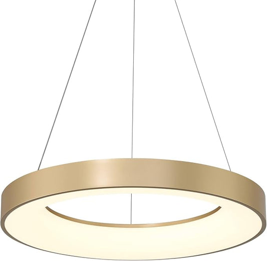 Possini Euro Design Cafferty Soft Sanded Gold Ring Pendant Lighting 23 1/2" Wide Modern Dimmable LED Fixture for Dining Room House Home Foyer Kitchen Island Entryway Bedroom Living High Ceilings