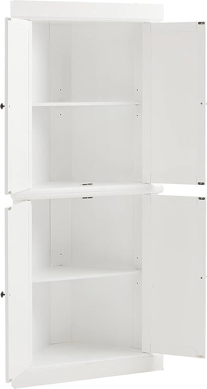 Crosley Furniture Shoreline Tall Pantry Storage Cabinet with Shelves, Kitchen, Dining, or Laundry Room, White