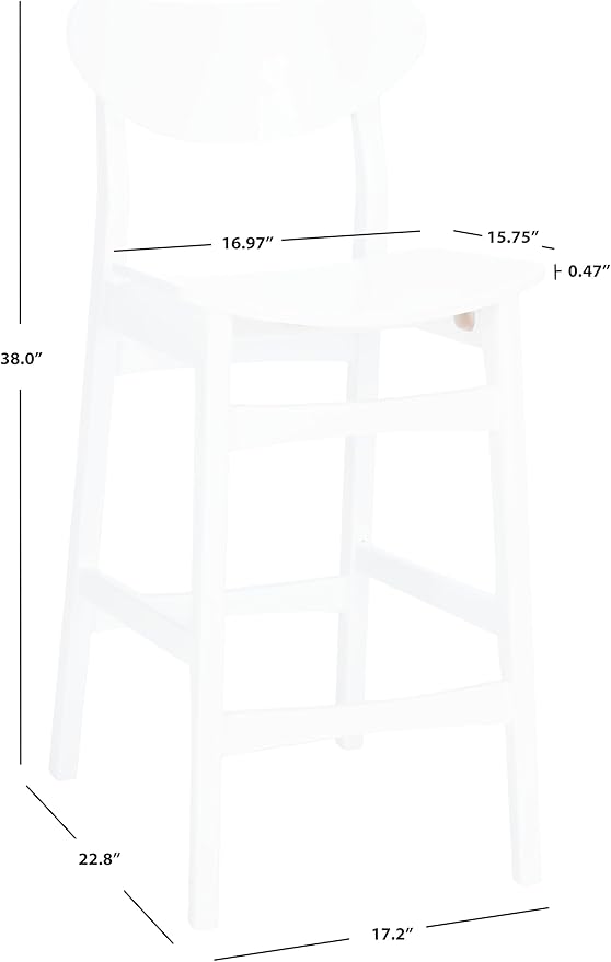 SAFAVIEH Home Collection Thaxton Mid-Century Farmhouse White 26-inch Counter Stool