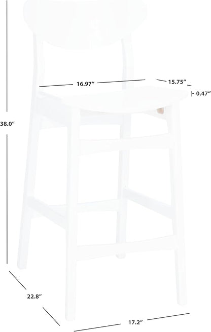 SAFAVIEH Home Collection Thaxton Mid-Century Farmhouse White 26-inch Counter Stool