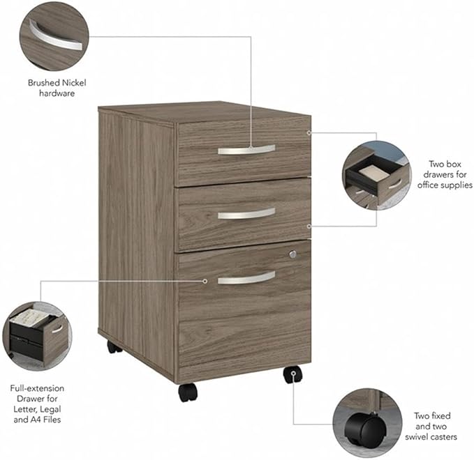 Pemberly Row Engineered Wood 72W x 30D Office Desk w/Drawers in Modern Hickory