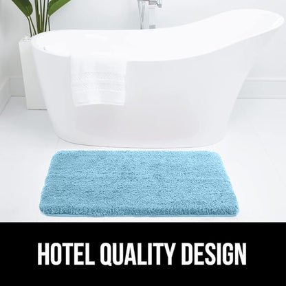 GORILLA GRIP Bathroom Rugs, Ultra Soft Absorbent Mat, Thick Plush Bath Rug, Machine Washable, Microfiber Quick Dry, Mats for Shower, Bathtub and Floor, Home Decor Accessories, 24x17, Sky Blue