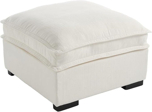EALSON 26" Modern Module Ottoman for Modular Sectional Sofa Couch Comfy Linen Upholstered Cloud Ottoman for Living Room/Bedroom/Apartment/Office, White