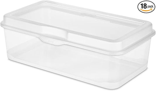 Sterilite 18-Pack FlipTop Stackable Rectangular Storage Bin with Hinging Lid, Clear