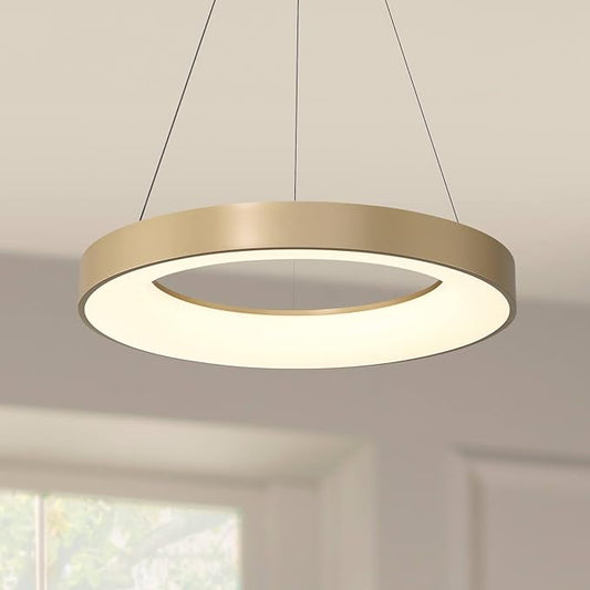 Possini Euro Design Cafferty Soft Sanded Gold Ring Pendant Lighting 23 1/2" Wide Modern Dimmable LED Fixture for Dining Room House Home Foyer Kitchen Island Entryway Bedroom Living High Ceilings
