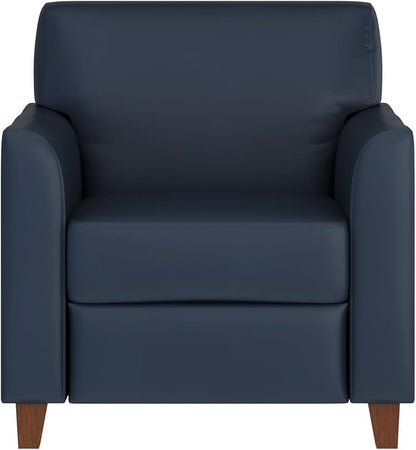 Flash Furniture Hercules Diplomat Series LeatherSoft Upholstered Side Reception Chair, Lobby Chair with Cushions and Flared Arms, Navy