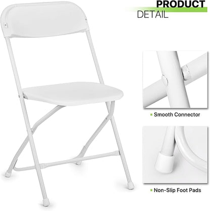 Magshion Plastic Folding Chairs 10 Pack White Foldable Dinning Chairs for Wedding Parties Event Outdoor Indoor Lightweight Chair 330lbs Capacity