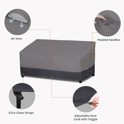 Easy-Going Outdoor Sofa Cover Heavy Duty Patio Furniture Loveseat Couch Bench Cover Windproof Durable (85Wx37Dx35H inch, Gray/Dark Gray)