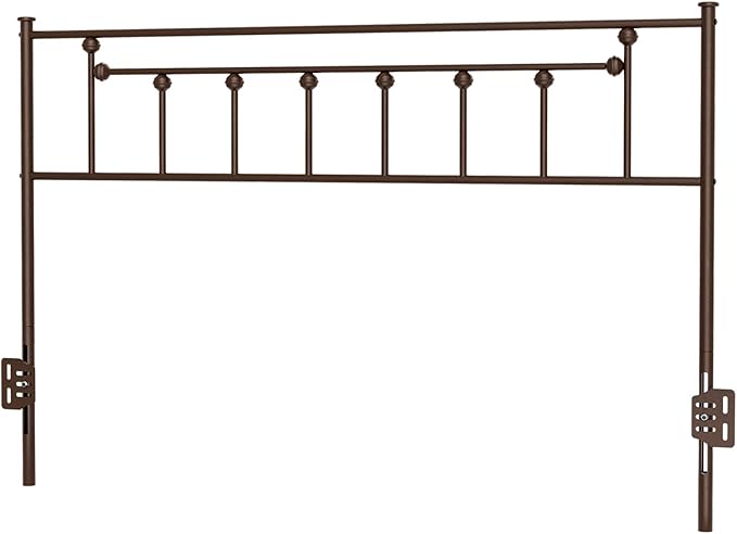 Metal Queen Size Headboard Only, Adjustable Height, Victorian Farmhouse Style Steel Queen Bed Headboad, Easy Assembly, Attach Frame, Brown