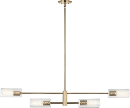 KICHLER Velestino 47.50" 4 Light Linear Chandelier in Champagne Bronze, for Dining Room, Living Room, (7" x 47.50") 5268CPZ