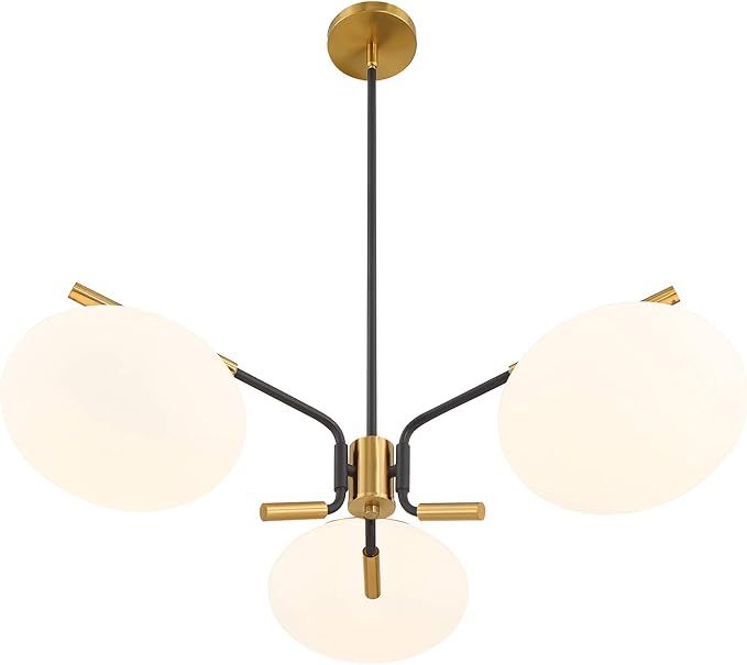 Possini Euro Design Possini Euro Gwynn 26 1/2" Black and Gold 3-Light Modern Chandelier