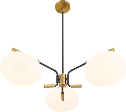 Possini Euro Design Possini Euro Gwynn 26 1/2" Black and Gold 3-Light Modern Chandelier