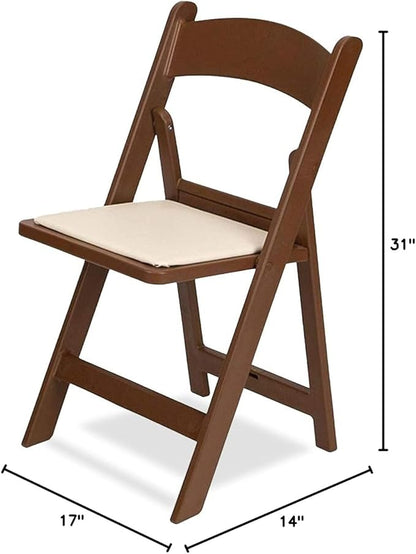EventStable Titan PRO Resin Folding Chair - Brown with Ivory Indoor/Outdoor Lightweight Folding Chair - Vinyl Padded Foldable Chair for Weddings Parties Events - 4 Pack