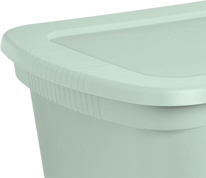 Sterilite 8 Pack Tote, Plastic Stackable Storage Bin Container with Lid, 18 Gallon, Mindful Mint