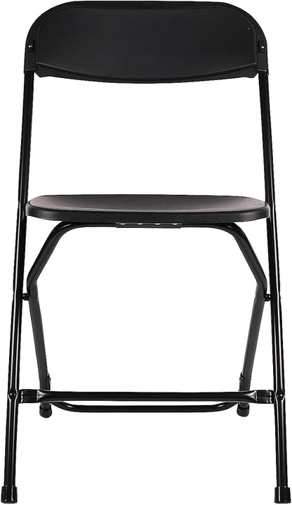 BTEXPERT Set of 4, Black Plastic Folding Chair Steel Frame Commercial High Capacity Event Chair Lightweight Set for Office Wedding Party Picnic Kitchen Dining Church School