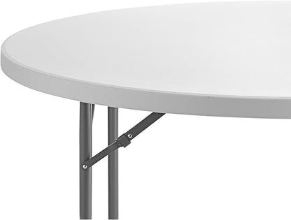 7 Pack! 60" Round Granite White Plastic Folding Banquet Table, Heavy Duty, 5-Foot, White, Wedding, Event