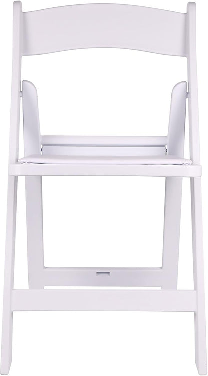 BTEXPERT White Resin Folding Event Chairs - Set of 4, 1000 lb Weight Capacity, Padded Seats, Stackable, Lightweight & Durable Indoor/Outdoor for Home Dining Party Wedding Picnic Camping Church