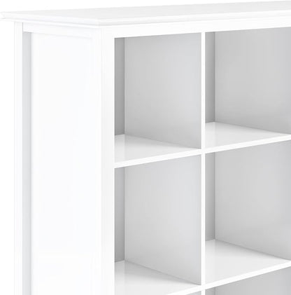 SIMPLIHOME Artisan Bookcase - 43 inch Tall 9-Cube Solid Wood Cube Organizer in White, Transitional Storage Bookcase for Living Room, Study Room or Office with Fixed Shelves and Tapered Legs