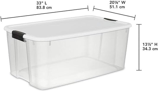 Sterilite 4-Pack Ultra Latching Box, Storage Bins with Lids, Clear Plastic, 116 Quart - Heavy-Duty Organizing Containers for Closet, Bathroom, and Office