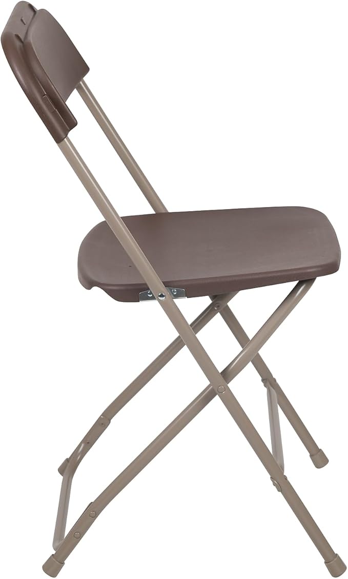Flash Furniture Hercules Series Plastic Folding Chair - - Brown - 650LB Weight Capacity Comfortable Event Chair - Lightweight Folding Chair -