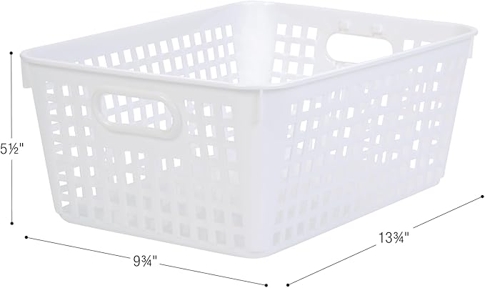 Really Good Stuff Large Plastic Book Baskets, 13.25" by 10" by 5.5" - 12 Pack, Orange, Classroom Library Organizer, Toy Storage, Multi-Purpose Organizer Basket