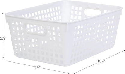 Really Good Stuff Large Plastic Book Baskets, 13.25" by 10" by 5.5" - 12 Pack, Orange, Classroom Library Organizer, Toy Storage, Multi-Purpose Organizer Basket