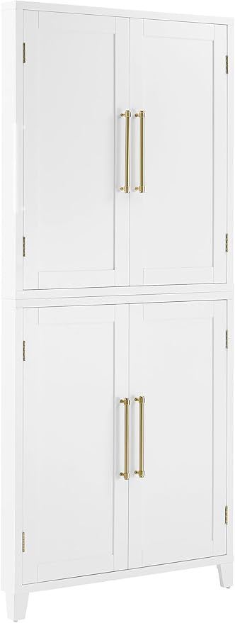 Crosley Furniture Roarke Corner Kitchen Storage Pantry Cabinet with Shelves, Kitchen, Dining, Laundry Room, White