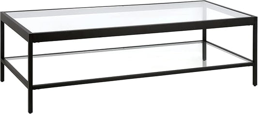 Henn&Hart 54" Wide Rectangular Rectangular Coffee Table in Blackened Bronze, Modern Rectangular Coffee Tables for living room, studio apartment essentials