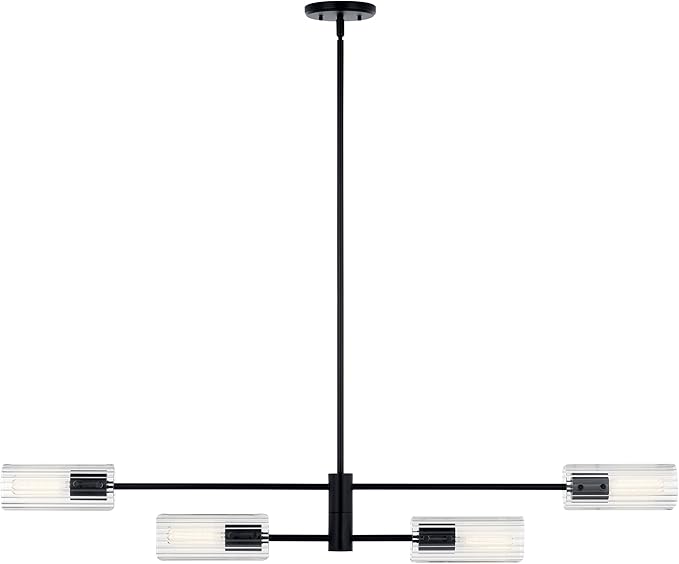 KICHLER Velestino 47.50" 4 Light Linear Chandelier in Black, for Dining Room, Living Room, (7" x 47.50") 52681BK
